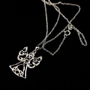925 Sterling Silver Angel pendant necklace dainty layer necklace fine chain